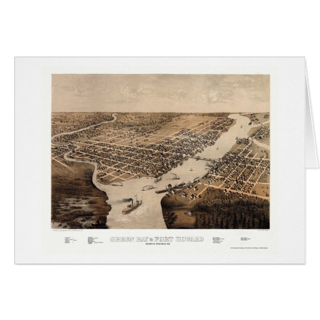 Green Bay, carte panoramique de WI - 1867 (Devant horizontal)
