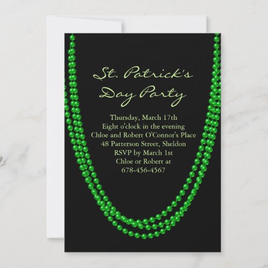 Green Bead St. Patrick's Day Party Invitation (Devant)