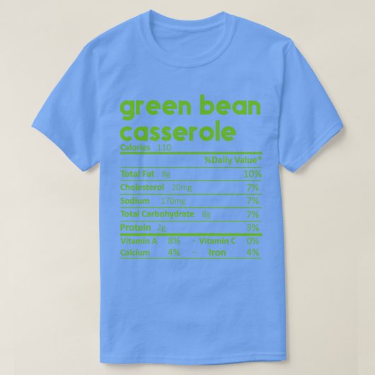 Green Bean Casserole Voeding Feiten Gift Grappig T T-shirt (Design voorkant)
