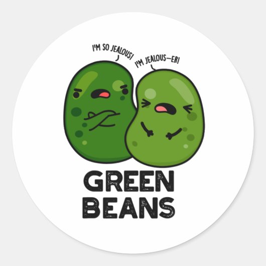 Green Beans Funny Jealous Bean Pun Ronde Sticker (Voorkant)