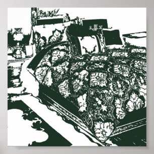 Green Bedroom Sketch Poster