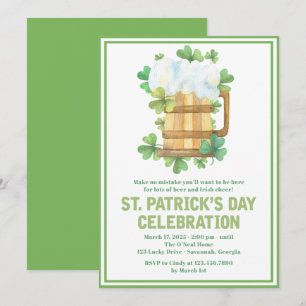 Green Beer en Shamrocks St. Patrick's Day Invite