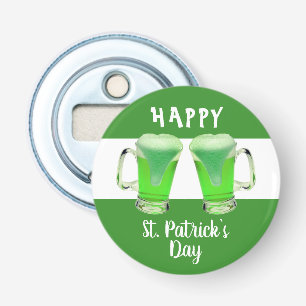 Green Beer Glass Happy St. Patrick's day Button Flesopener
