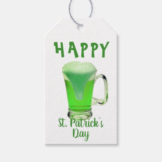 Green Beer Glass Happy St. Patrick's day Party Cadeaulabel (Voorkant)