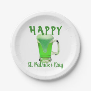 Green Beer Glass Happy St. Patrick's day Party Papieren Bordje