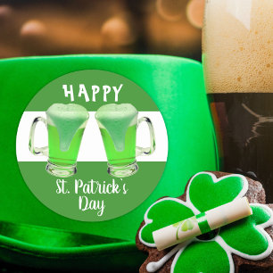 Green Beer Glass Happy St. Patrick's day Ronde Sticker