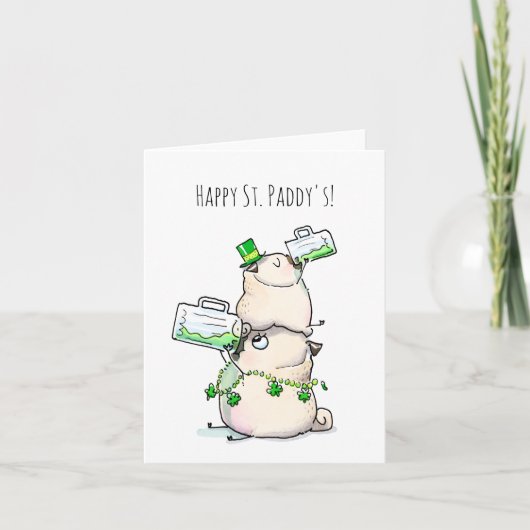 Green Beer pug St. Patrick's Day Card Kaart (Voorkant)