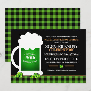Green Beer St. Patricks Day Adult Birthday Party Kaart