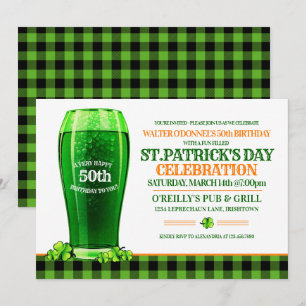Green Beer St. Patricks Day Adult Birthday Party Kaart