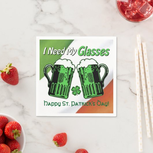 Green Beer St. Patrick's Day Irish Flag Napkins Servetten (Insitu)