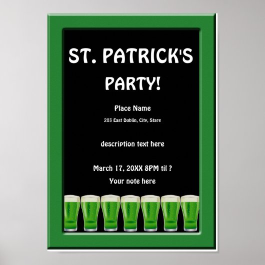 Green Beer St Patrick's Party Poster 2 (Devant)