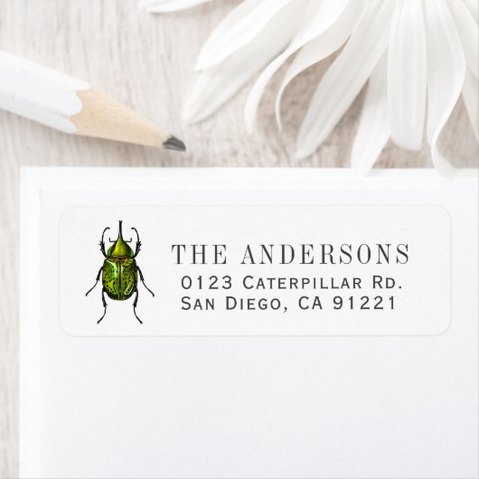 Green Beetle Return Address Etiket (Insitu)