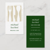 Green Beige Bestek chef-kok Catering Food Restaura Visitekaartje (Voorkant / Achterkant)