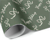 Green Beige Happy Holidays Bow Pattern Cadeaupapier (Rol Hoek)