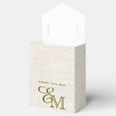 Green Beige Pattern Burlap Wedding Bedankdoosjes (Geopend)