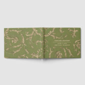 Green Beige  Pattern Burlap Wedding Gastenboek (Volledig)