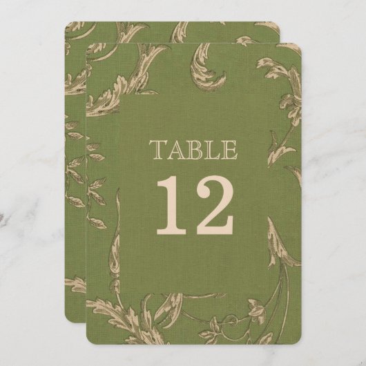 Green Beige  Pattern Burlap Wedding Kaart (Voorkant / Achterkant)