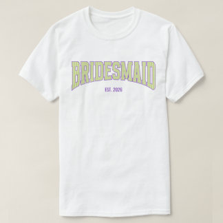Green + Beige Stripe Purple Varsity BRIDESMAID T-shirt