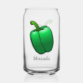 Green Bell Pepper Blikvorm Glas (Achterkant)