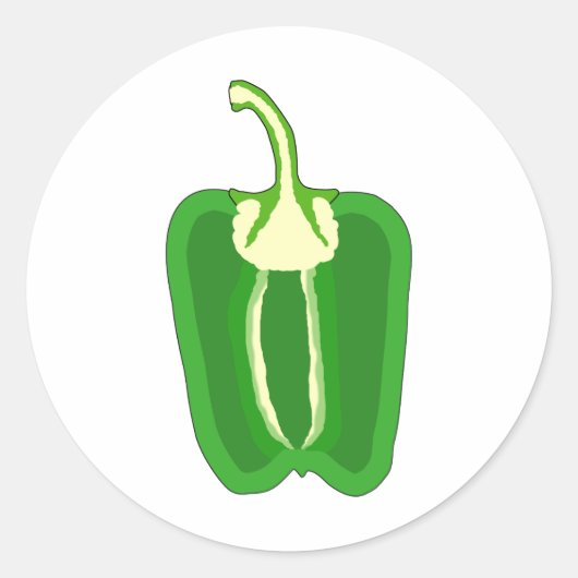 Green Bell Pepper. Halveren. Ronde Sticker (Voorkant)
