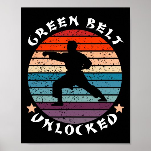 Green Belt Level Ontgrendeld Prestatie Karate Keep Poster (Voorkant)