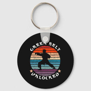 Green Belt Level Ontgrendeld Prestatie Karate Keep Sleutelhanger