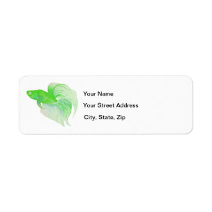 Green Betta Fish-Waterverf Etiket
