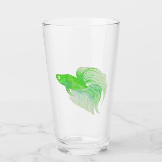 Green Betta Fish-Waterverf Glas (Voorkant)