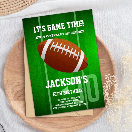 Green Big Football Invitation d'anniversaire