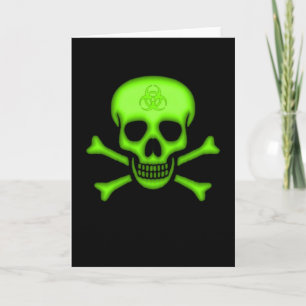 Green Biohazard Skull Card Kaart