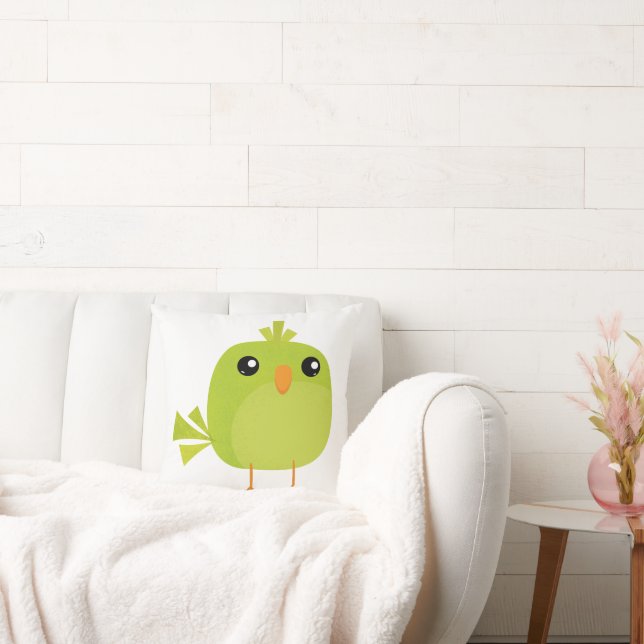 Green Bird Cartoon Kussen (Bank)