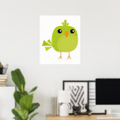 Green Bird Cartoon Poster (Thuiskantoor)