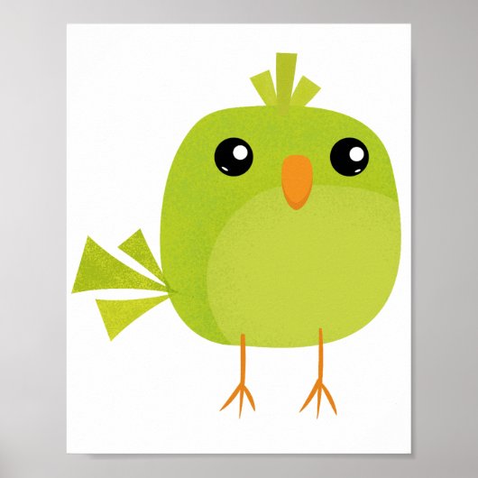 Green Bird Cartoon Poster (Voorkant)