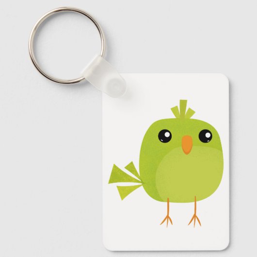 Green Bird Cartoon Sleutelhanger (Voorkant)
