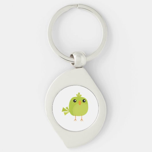 Green Bird Cartoon Sleutelhanger (Voorkant)