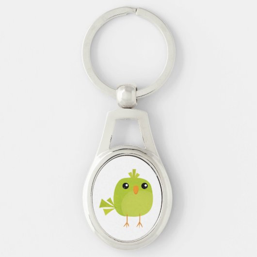 Green Bird Cartoon Sleutelhanger (Voorkant)