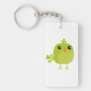 Green Bird Cartoon Sleutelhanger