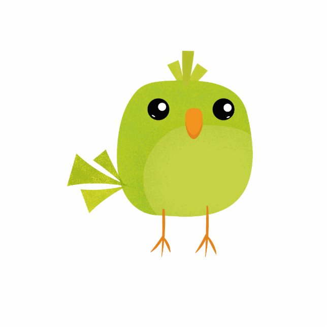 Green Bird Cartoon Staand Fotobeeldje (Voorkant)