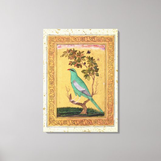 Green Bird, Mughal (gouache op papier) Canvas Afdruk (Voorkant)
