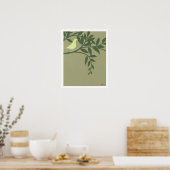 Green Bird Perched on Green Branch Poster (Keuken)