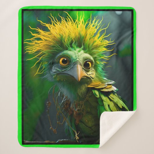 Green Bird Sherpa Deken (Voorkant)