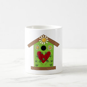 Green Birdhouse met hart en madeliefjes Koffiemok