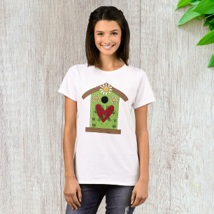 Green Birdhouse met hart en madeliefjes T-shirt