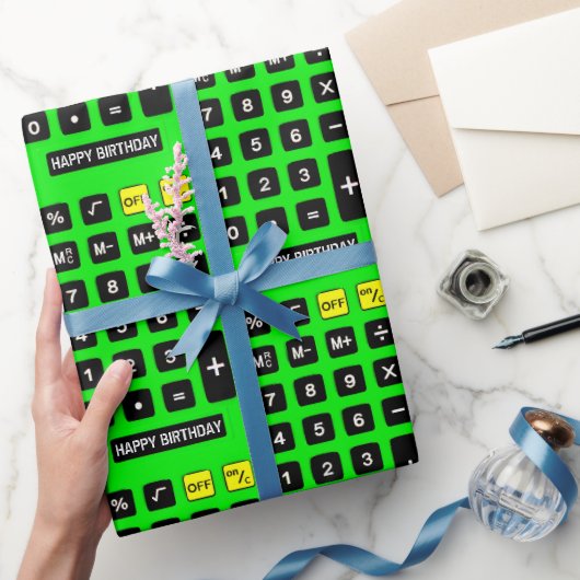 Green Birthday Calculator Cadeaupapier (Geschenken)