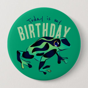 Green Birthday Frog Button