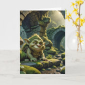 Green Birthday Troll Under a Bridge Kaart (Gele Bloem)