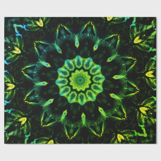 Green Black Abstracte ventilator Cadeaupapier (Vlak)