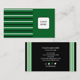Green Black And White Line Art Business Card Visitekaartje