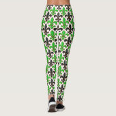 Green Black Baroque Fleur-de-lis Pattern Design Leggings (Achterkant)