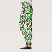 Green Black Baroque Fleur-de-lis Pattern Design Leggings (Links)